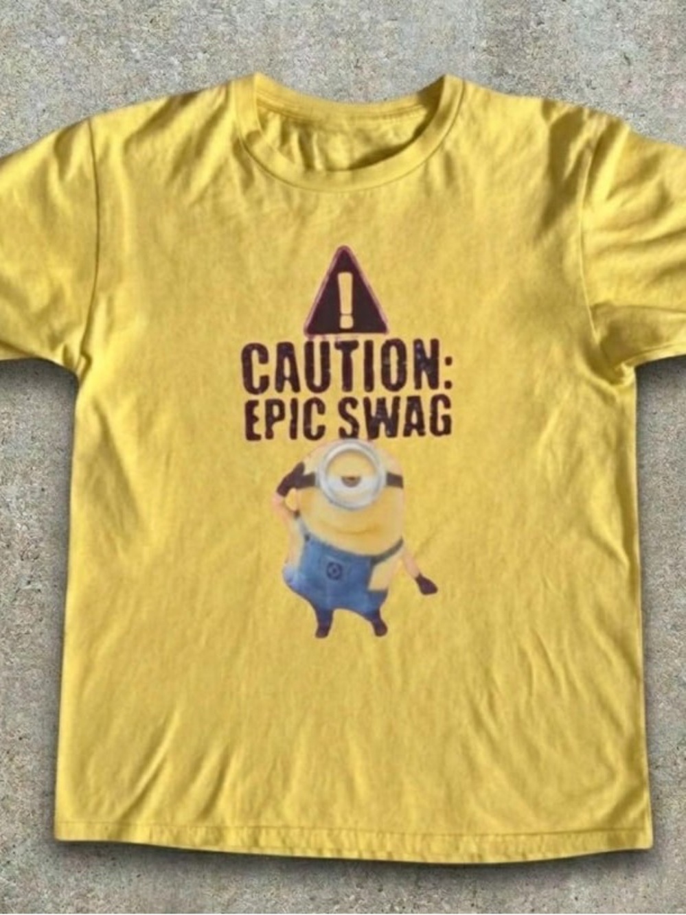 Yellow 'Caution: Epic Swag' Minion Graphic T Shirt